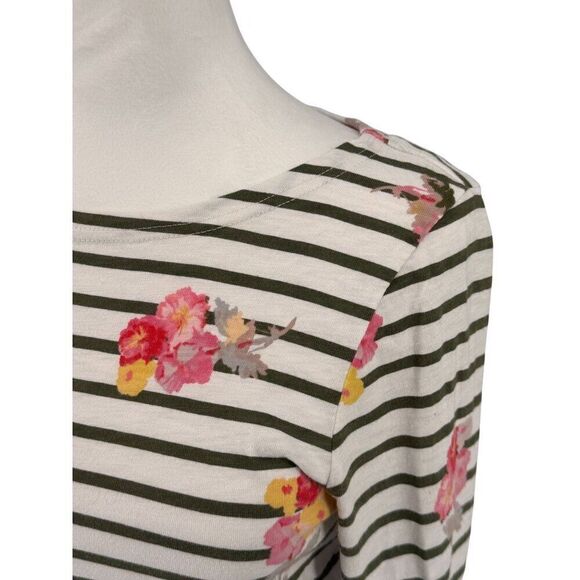Joules Womens Striped Floral Long Sleeve Top US 4 Cotton EUC - Picture 2 of 10